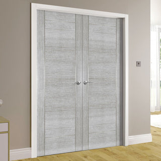 Image: Bespoke Montreal Prefinished Light Grey Ash Internal Door Pair