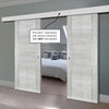 Double Sliding Door & Wall Track - Montreal Prefinished Light Grey Ash Door