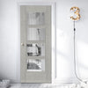 Montreal Light Grey Ash Fire Internal Door - Clear Glass - 1/2 Hour Fire Rated - Prefinished