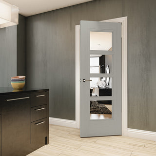 Image: Montreal Prefinished Light Grey Ash Internal Door - Clear Glass