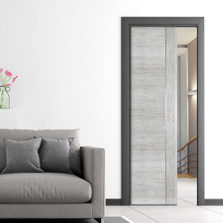 Image: Montreal Light Grey Ash Evokit Pocket Fire Door - 1/2 Hour Fire Rated - Prefinished