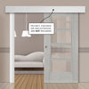 Single Sliding Door & Wall Track - Montreal Prefinished Light Grey Ash Door - Clear Glass