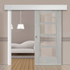 Single Sliding Door & Wall Track - Montreal Prefinished Light Grey Ash Door - Clear Glass