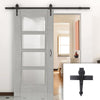 Single Sliding Door & Arrowhead Black Track - Montreal Prefinished Light Grey Ash Door - Clear Glass
