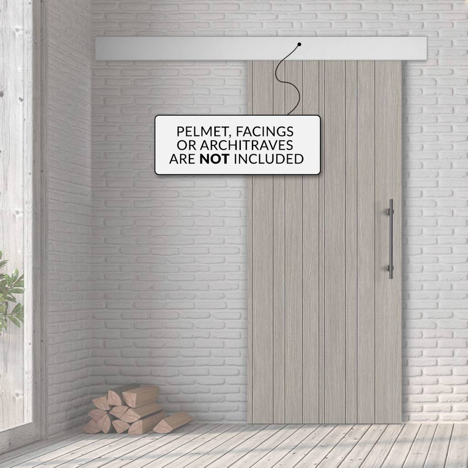 Single Sliding Door & Wall Track - Laminate Montreal Light Grey Door - Prefinished