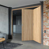 Two Folding Doors & Frame Kit - Montreal Oak Flush Internal 2+0 - Prefinished