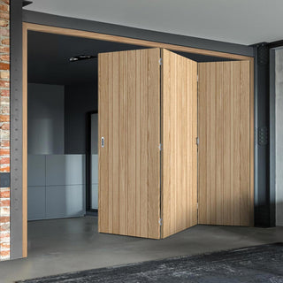 Image: Three Folding Doors & Frame Kit - Montreal Oak Flush Internal 3+0 - Prefinished
