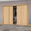 Four Sliding Maximal Wardrobe Doors & Frame Kit - Montreal Oak Flush Internal Door - Prefinished