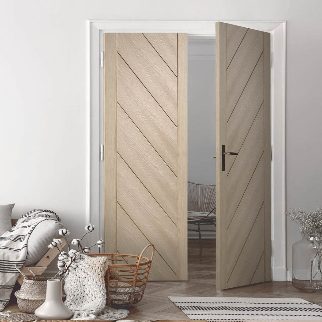 Prefinished Monza Oak Door Pair - Choose Your Colour