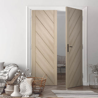 Image: Prefinished Monza Oak Door Pair - Choose Your Colour