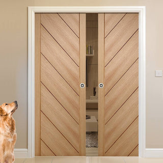 Image: Monza Oak Double Evokit Pocket Doors