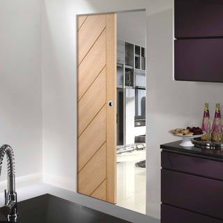 Image: Bespoke Monza Oak Single Frameless Pocket Door