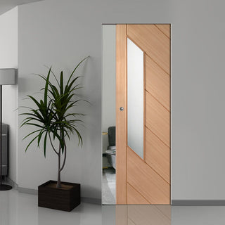 Image: Bespoke Monza Oak Glazed Single Frameless Pocket Door