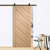 Top Mounted Black Sliding Track & Door - Monza Oak Door - Unfinished
