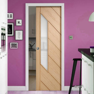 Image: Bespoke Monza Oak Glazed Single Pocket Door