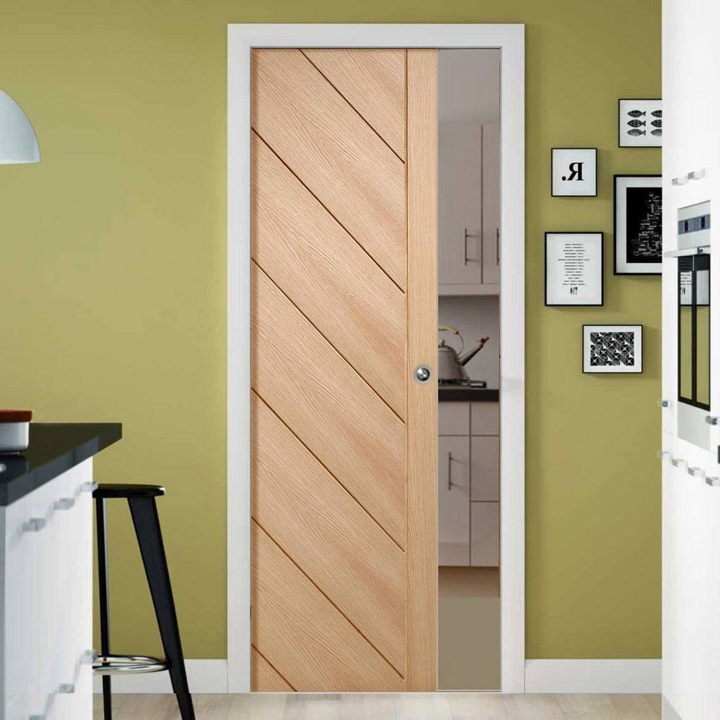 Monza Oak Flush Single Evokit Pocket Door