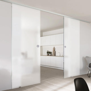 Image: Double Glass Sliding Door - Moor 8mm Obscure Glass - Planeo 60 Pro Kit