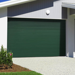 Image: Gliderol Electric Insulated Roller Garage Door from 2147 to 2451mm Wide - Moss Green