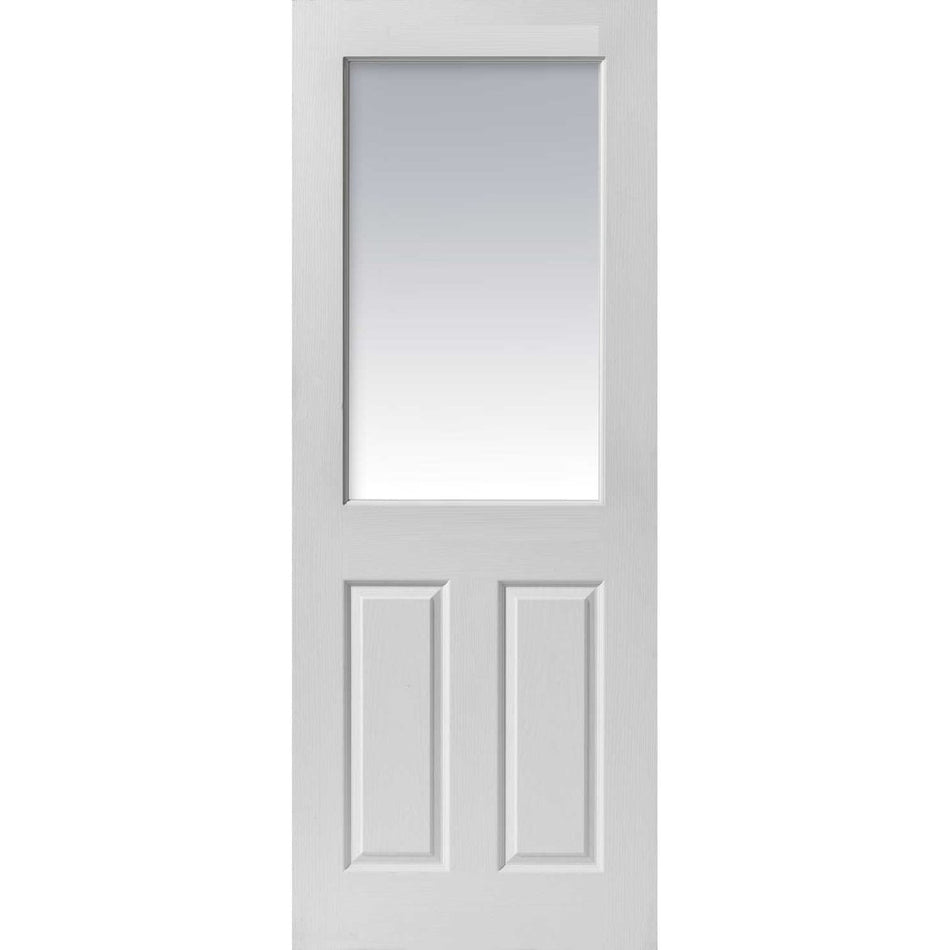 Moulded 2 Panel/1 Pane - Clear Glass - White Primed