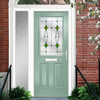 Premium Composite Front Door Set with One Side Screen - Mulsanne 1 Laptev Green Glass - Shown in Chartwell Green