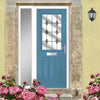 Premium Composite Entrance Door Set with One Side Screen - Mulsanne 1 Diamond Grey Glass - Shown in Pastel Blue