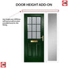 Premium Composite Front Door Set with One Side Screen - Mulsanne 1 Geo Bar Sandblast Ice Glass - Shown in Green