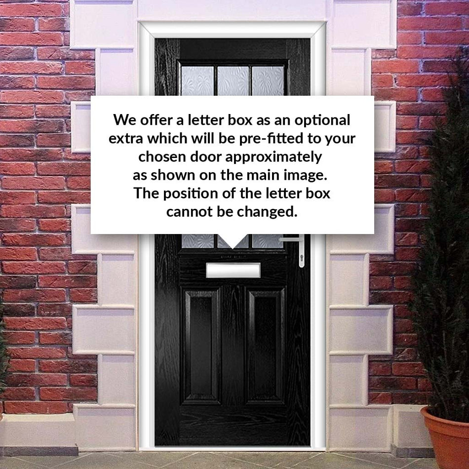 Premium Composite Front Door Set - Mulsanne 1 Geo Bar Mayflower Glass - Shown in Black