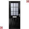 Premium Composite Front Door Set - Mulsanne 1 Geo Bar Mayflower Glass - Shown in Black