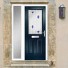 Premium Composite Front Door Set with One Side Screen - Mulsanne 1 Kupang Blue Glass - Shown in Blue