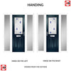 Premium Composite Front Door Set with Two Side Screens - Mulsanne 1 Kupang Blue Glass - Shown in Blue