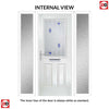 Premium Composite Front Door Set with Two Side Screens - Mulsanne 1 Kupang Blue Glass - Shown in Blue