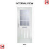 Premium Composite Front Door Set - Mulsanne 1 Geo Bar Clear Glass - Shown in Chartwell Green