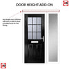 Premium Composite Front Door Set with One Side Screen - Mulsanne 1 Geo Bar Mayflower Glass - Shown in Black