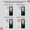 Premium Composite Front Door Set with One Side Screen - Mulsanne 1 Geo Bar Mayflower Glass - Shown in Black