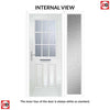 Premium Composite Front Door Set with One Side Screen - Mulsanne 1 Geo Bar Cotswold Glass - Shown in Blue
