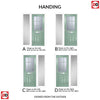 Premium Composite Front Door Set with One Side Screen - Mulsanne 1 Geo Bar Clear Glass - Shown in Chartwell Green