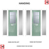 Premium Composite Front Door Set with Two Side Screens - Mulsanne 1 Geo Bar Clear Glass - Shown in Chartwell Green