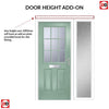 Premium Composite Front Door Set with One Side Screen - Mulsanne 1 Geo Bar Clear Glass - Shown in Chartwell Green