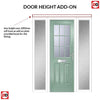 Premium Composite Front Door Set with Two Side Screens - Mulsanne 1 Geo Bar Clear Glass - Shown in Chartwell Green