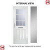 Premium Composite Front Door Set with One Side Screen - Mulsanne 1 Geo Bar Clear Glass - Shown in Chartwell Green