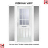 Premium Composite Front Door Set with Two Side Screens - Mulsanne 1 Geo Bar Clear Glass - Shown in Chartwell Green