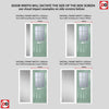 Premium Composite Front Door Set with One Side Screen - Mulsanne 1 Geo Bar Clear Glass - Shown in Chartwell Green