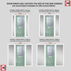 Premium Composite Front Door Set with Two Side Screens - Mulsanne 1 Geo Bar Clear Glass - Shown in Chartwell Green