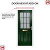 Premium Composite Front Door Set - Mulsanne 1 Geo Bar Sandblast Ice Glass - Shown in Green