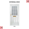 Premium Composite Front Door Set - Mulsanne 1 Geo Bar Sandblast Ice Glass - Shown in Green