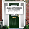 Premium Composite Front Door Set with Two Side Screens - Mulsanne 1 Geo Bar Sandblast Ice Glass - Shown in Green