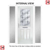 Premium Composite Front Door Set with Two Side Screens - Mulsanne 1 Diamond Grey Glass - Shown in Pastel Blue