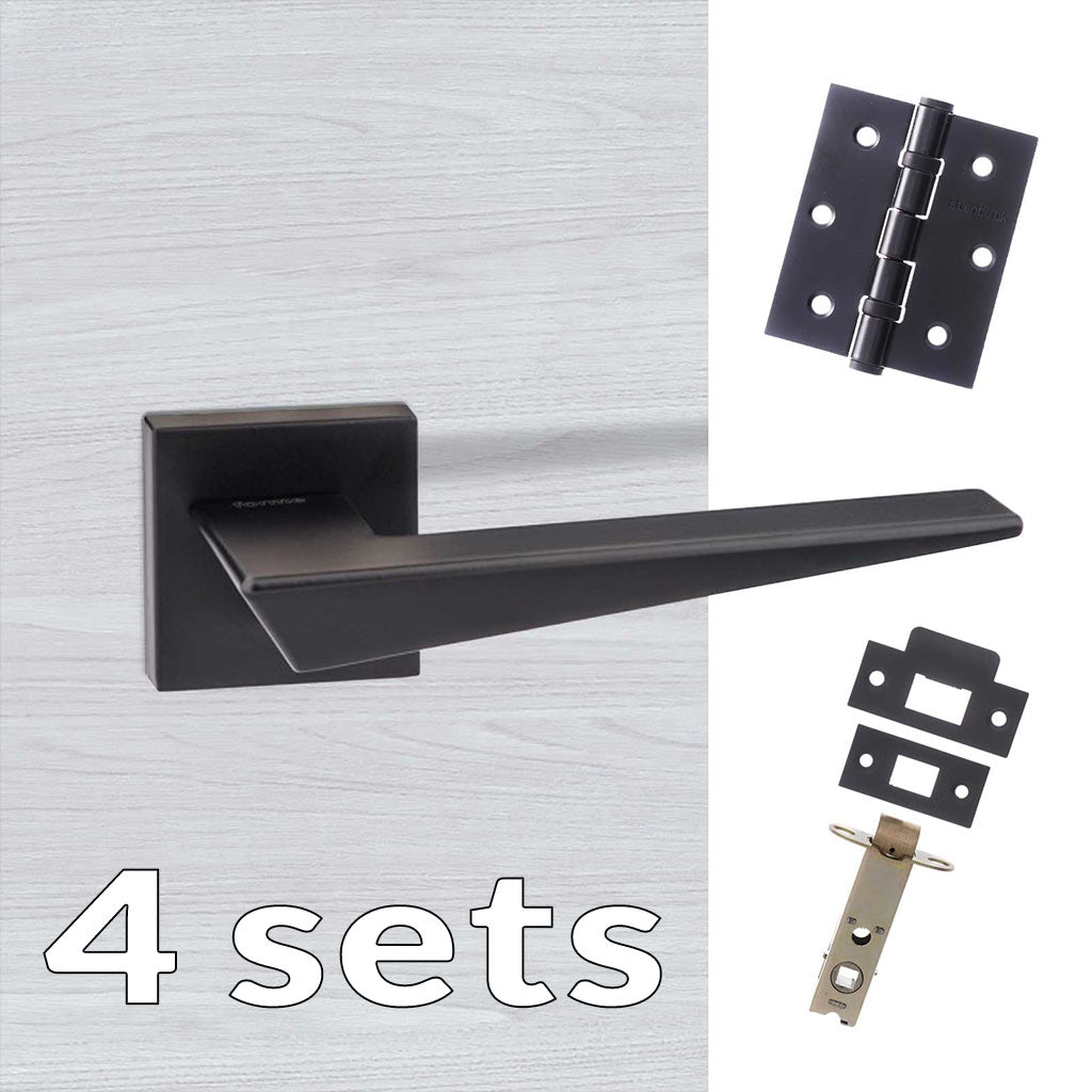 Four Pack Forme Naxos Designer Lever on Minimal Square Rose - Matt Black