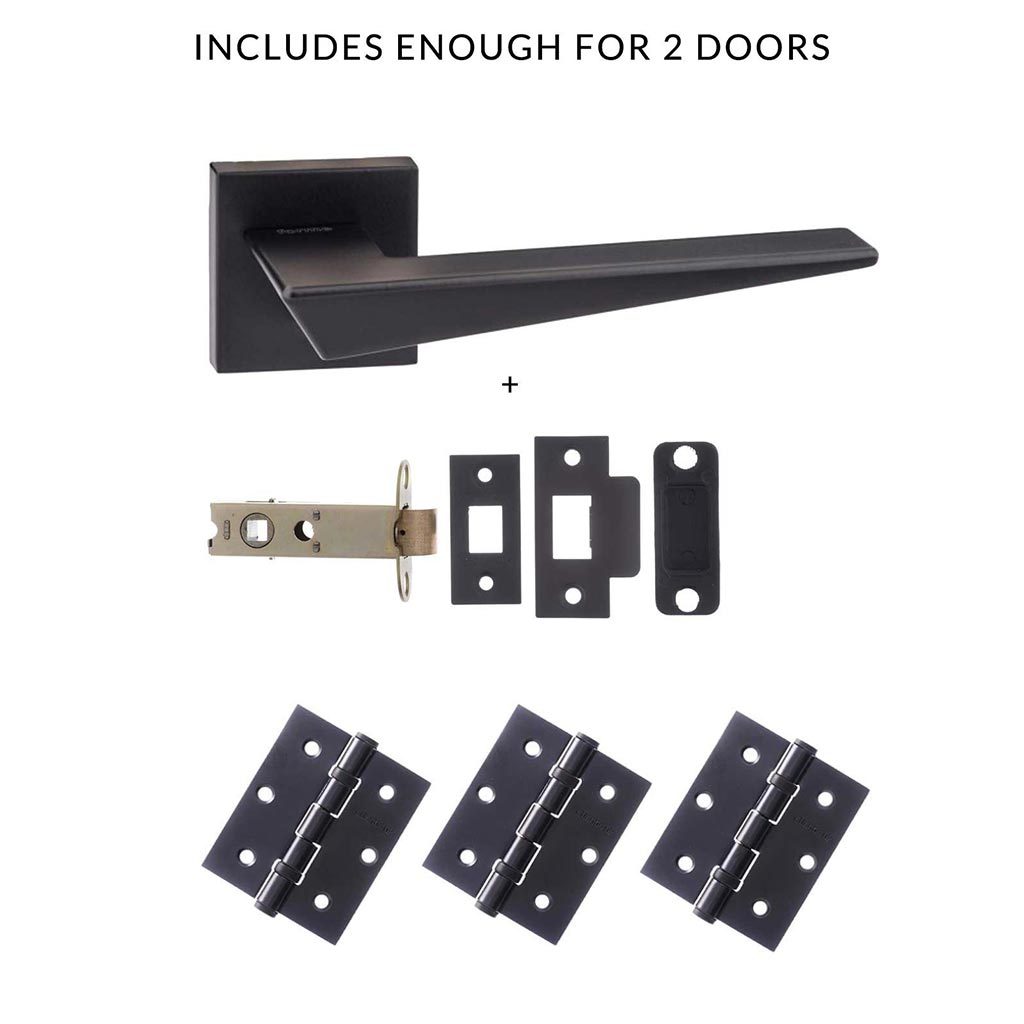 Forme Naxos Designer Lever on Minimal Square Rose - Matt Black Handle Pack