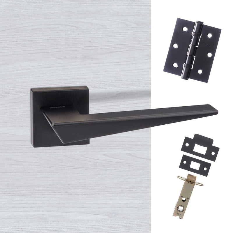 Forme Naxos Designer Lever on Minimal Square Rose - Matt Black Handle Pack